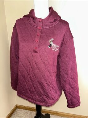 Quilted Hooded Pullover in Plum